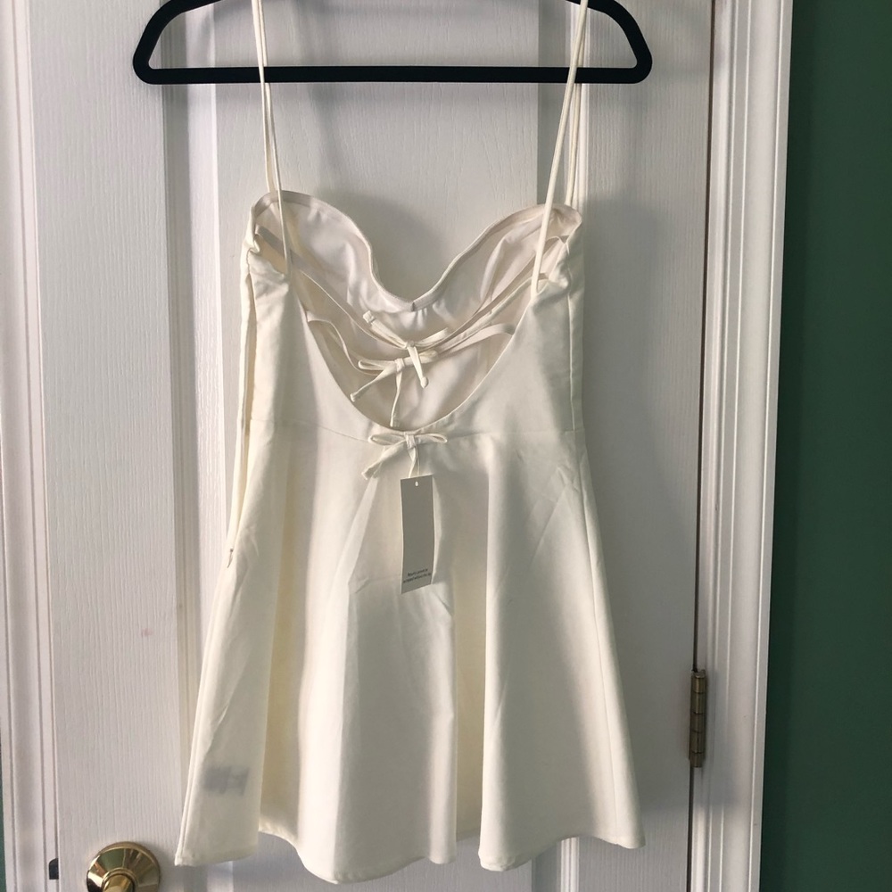 Tobi ivory mini skater dress